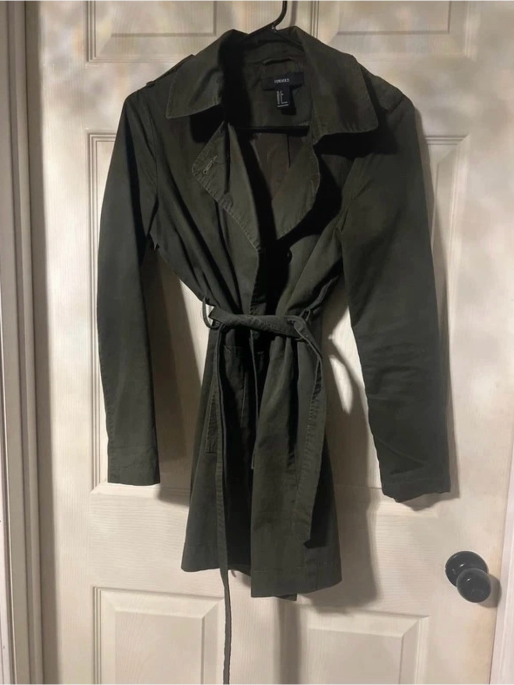 Forever 21 Dark Olive Belted Trench Coat
